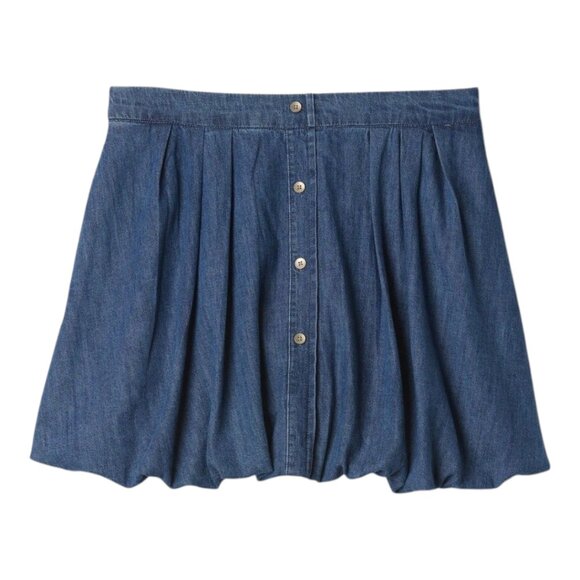 NWT Gap Pleated Denim Bubble Hem Mini Skirt Western Preppy Casual Women's 20 - Picture 2 of 10